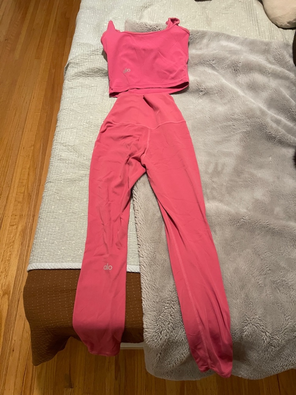 ALO Yoga Hot Pink High-Waist Leggings and Crop Top Set